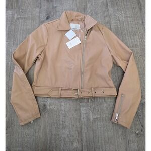 Faux Leather Moto Biker‎ Jacket Size Small